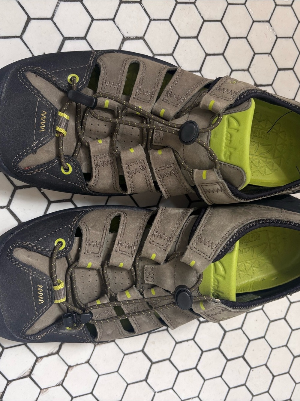 Clarks Men's Brown and Lime Active Sandals